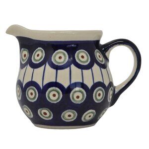 Polish Boleslawiec Mini Creamer Pitcher Hand Made Peacock Eye Pattern Stoneware